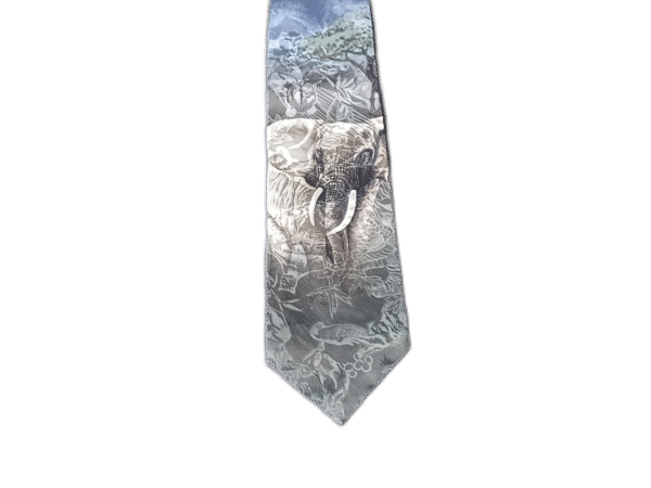 Novelty Elephant “Face Off” Silk Necktie 08