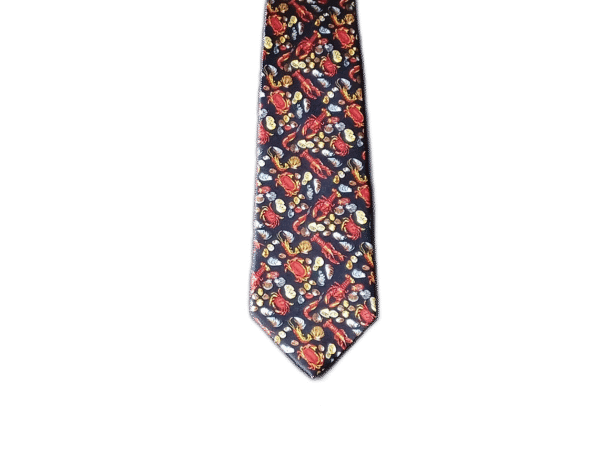 Novelty Seafood Broil Navy Silk Necktie 10